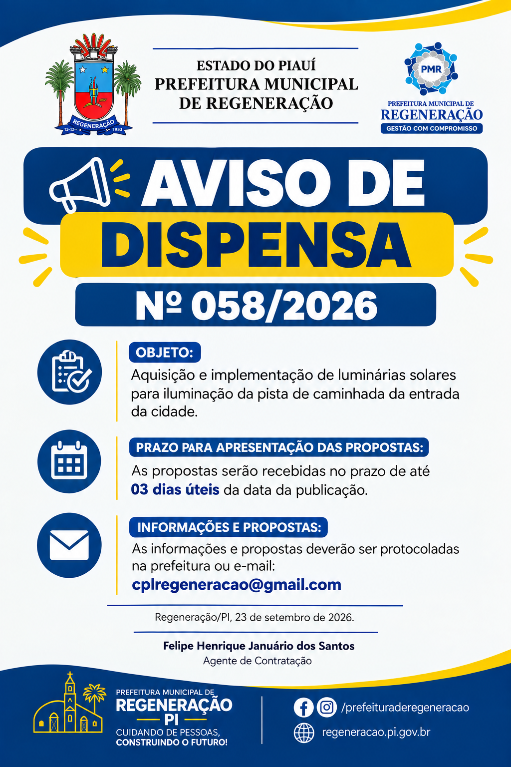 AVISO DE DISPENSA Nº 058/2026